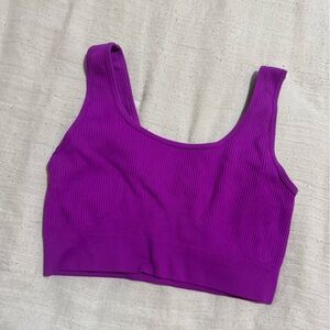 Vibrant Purple Ribbed Sports Bra